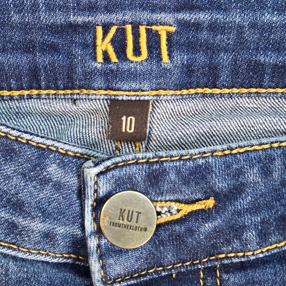 Kut from the Kloth Jeans Catherine Boyfriend Womens Sz 10 Raw Hem Blue - Picture 6 of 13